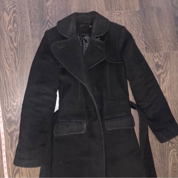 RK Pure Virgin Wool 80% Cashmere and Wool Blend Elegant Black Long Coat - Picture 4 of 9